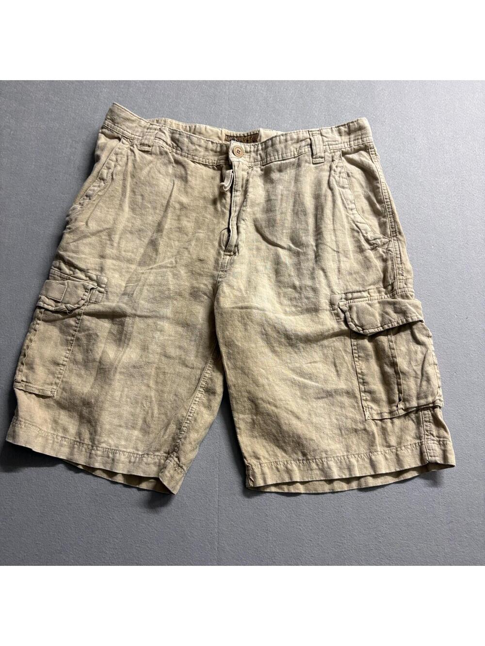 Rue Cargo Shorts Linen Utility Safari Tag 42 Fits Like 36 Beige Casual Y2K